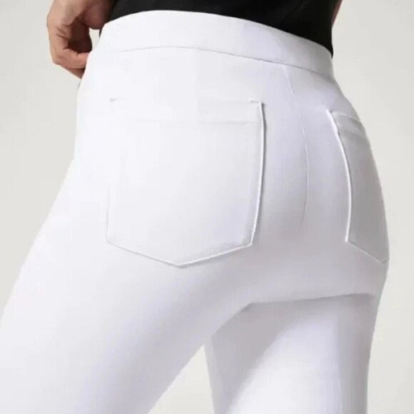 SPANX On-The-Go Slim Stretch Cropped Pants Jeans White Medium - Picture 1 of 4